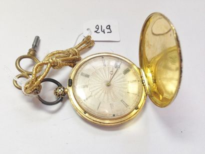 LEROY & FILS Rare montre de poche savonnette en or jaune (750 millièmes) orné d'émail...