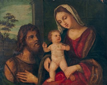 École VÉNITIENNE vers 1500, entourage de Giovanni BELLINI 
Vierge à l'Enfant avec...