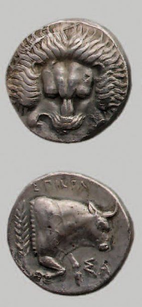 null Iles d'IONIE : Samos (394-365 av. J.-C.) Tétradrachme. 14,40 g. Mufle de lion....