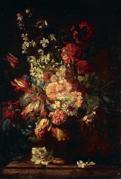 Attribué à Giovanni STANCHI (actif à Rome vers 1645-1672) Nature morte au bouquet...