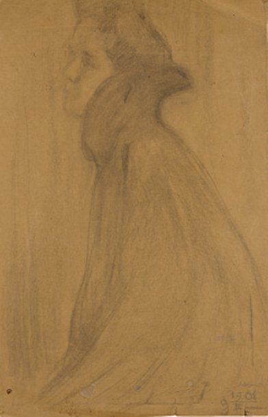 Portrait de la femme de l'artiste, 1901 Fusain...