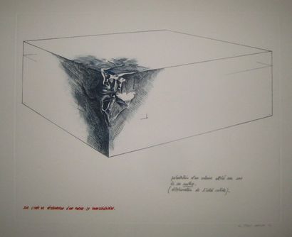 Gérard TITUS-CARMEL [Le parallélépipède]. 1971. Eau-forte. 377 x 476. Très belle...