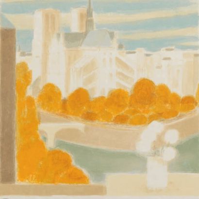 Bernard CATHELIN Roses blanches pour Paris. 1991. Lithographie. 321 x 302 cm. Impression...