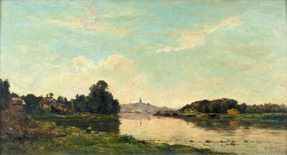 Hippolyte-Camille DELPY (1842- 1910) La Seine à Conflans-Sainte-Honorine Huile sur...