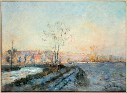 Albert LEBOURG (1849-1928) La Seine à Hardouville Huile sur toile signée en bas à...
