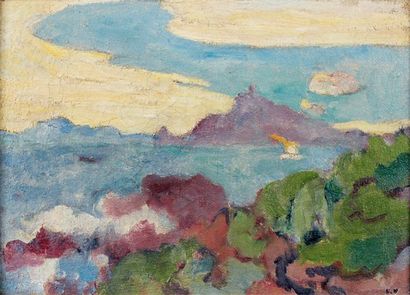Louis VALTAT (1869-1952) Paysage, 1896 Huile sur toile portant le cachet des initiales...