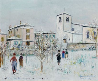 Maurice UTRILLO (1883-1955) Église de Saint-Bernard (Ain), 1933 Huile sur toile,...