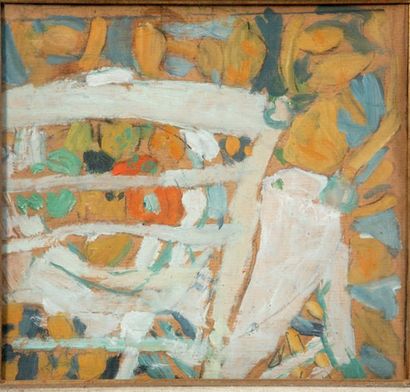 Jean POUGNY (1892-1956) La chaise Huile sur papier marouflé sur panneau. 25 x 27...