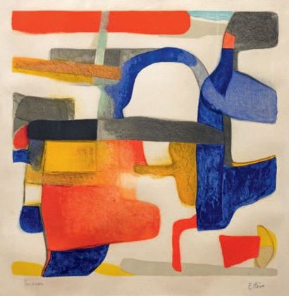 Maurice ESTÈVE (1904-2001) 
Composition
Lithographie, contresignée en bas à droite.
Annotée....