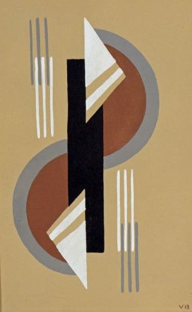 V.B Composition cubiste 
Gouache signée en bas à droite.
24 x 15 cm