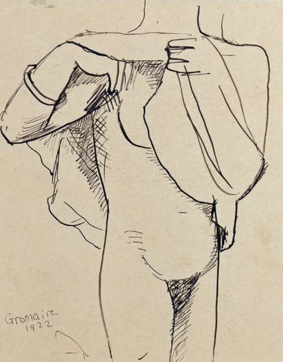 Marcel GROMAIRE (1892-1971) 
Nue
Encre, signée en bas à gauche et datée 1922.
23...