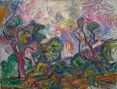 Pinchus KREMEGNE (1890-1981) Paysage aux arbres
Huile sur toile,  non signée.
61...