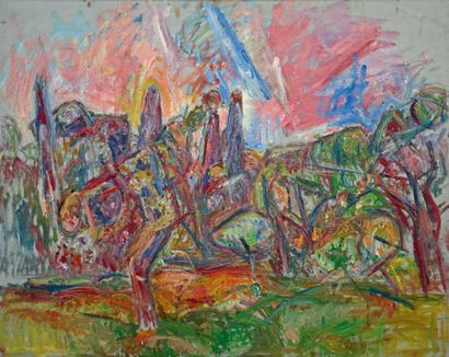 Pinchus KREMEGNE (1890-1981) Paysage aux grands arbres
Huile sur toile,, non signée.
63,5...