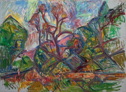 Pinchus KREMEGNE (1890-1981) Paysage aux arbres
Huile sur toile, non signée.
53 x...