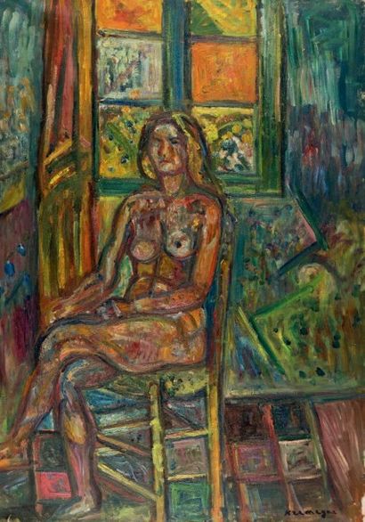 Pinchus KREMEGNE (1890-1981) Nu assis
Huile sur toile, signée en bas à droite.
92...