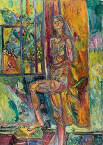 Pinchus KREMEGNE (1890-1981) Nu debout genou levé
Huile sur toile, signée en bas...