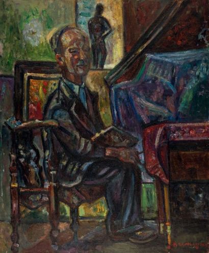 Pinchus KREMEGNE (1890-1981) Autoportrait
Huile sur toile, signée en bas à droite.
73...