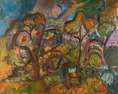 Pinchus KREMEGNE (1890-1981) Vue de Céret au paysage
Huile sur toile, signée en bas...