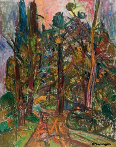 Pinchus KREMEGNE (1890-1981) Grands arbres
Huile sur toile, signée en bas à droite.
81...