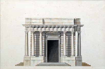 DEGANS (École FRANÇAISE de la fin du XVIIIe siècle) Élévation de la façade d'un pavillon
Dessin...