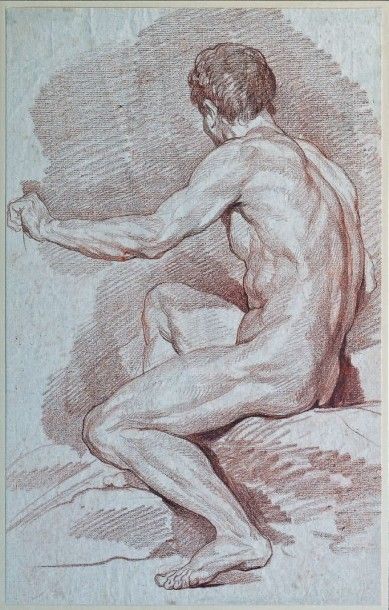 Nicolas Bernard LEPICIE (Paris, 1735-1784) Académie d'homme
Sanguine.
41 x 26 cm