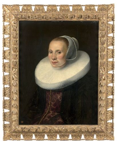 Attribué à Michiel van MIEREVELT (1566-1641) Portrait de jeune femme à la collerette
Panneau...