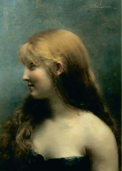 Jules-Frédéric BALLAVOINE (c. 1855-1901) Blondine Huile sur toile signée en haut...