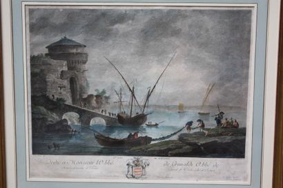 null 8 Gravures Les ports et cavalier et divers
"L'approche d'un port fortifié"
"Vesseaux...