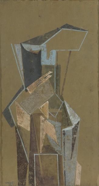 CUCA SOKIC Ljubica (1914-2009) «Composition cubiste sur fond beige»,
Pastel signé...