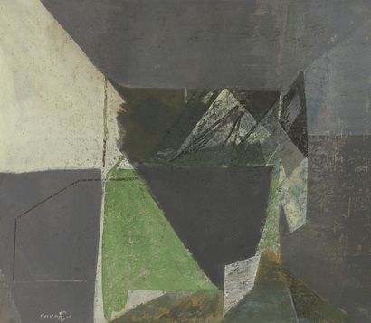 CUCA SOKIC Ljubica (1914-2009) «Composition abstraite en bleu et vert», gouache signée...