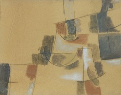 Attribué à CUCA SOKIC Ljubica (1914-2009) «Composition cubiste sur fond beige»,
Pastel...