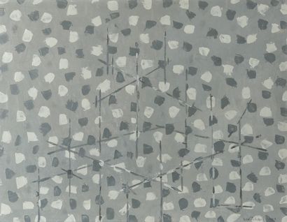 TABAKOVIC Ivan (1898-1977) «Composition abstraite en gris», 
Huile sur toile signée...