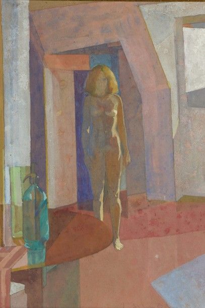 BRAVERMAN Sylvie (XXème siècle) «Composition cubiste, femme à l'atelier»
aquarelle
48...