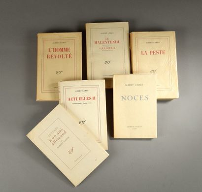 CAMUS Albert Ensemble de six ouvrages:
- «La peste», NRF, 1947, SP
- «L'homme révolté»,...