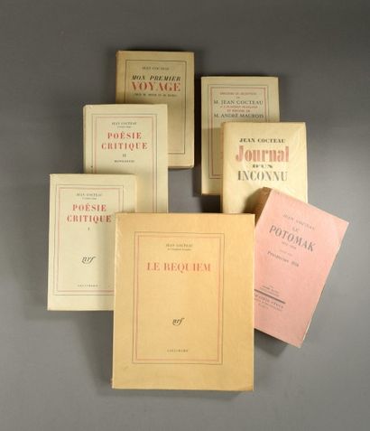 COCTEAU Jean Ensemble de sept ouvrages dont:
- «Journal d'un inconnu»
- «Mon premier...