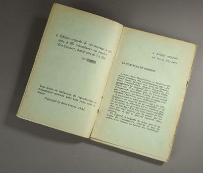 CREVEL René «Le clavecin de Diderot», éditions surréalistes, Paris 1932, exemplaire...