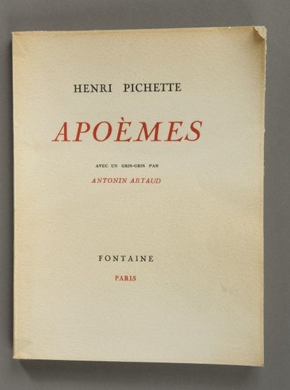 PICHETTE Henri «Apoèmes», édition Fontaine, Paris, 1947, illustration d'un «gris-gris...