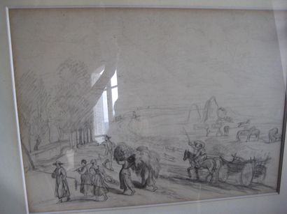 Louis CABAT (1812-1893) Le retour des champs
Fusain.
Signé en bas à droite.
(Papier...