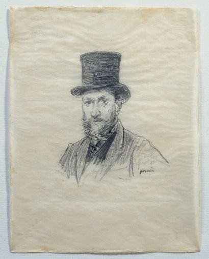 Jean-Louis FORAIN (1852-1931) Portrait d'homme au chapeau
Eau-forte sur papier Chine.
Signée...