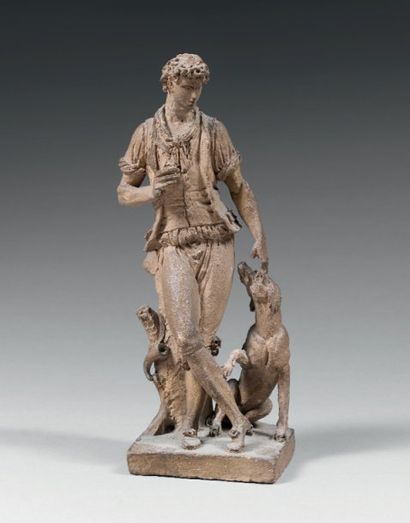 Jacques-Edme DUMONT (attribué à) (1761 - 1844) Jeune chasseur et son chien Esquisse...