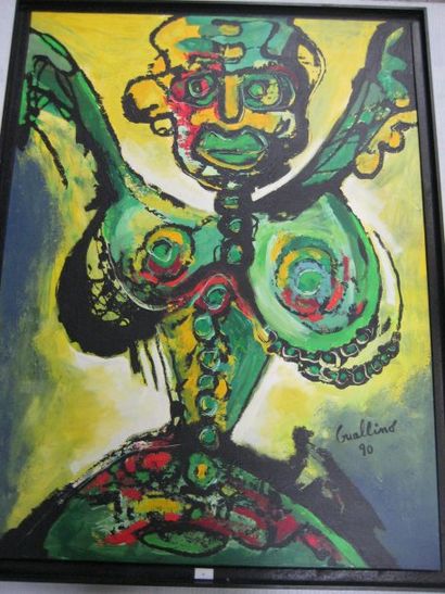 Patrick GUALLINO (Né en 1943) "Les bijoux sonores", acrylique sur toile signée et...