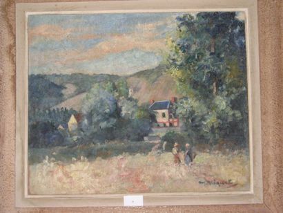 Marcel NIQUET (1889-1960) "La maison blanche, fin de jours d'été", huile sur toile...