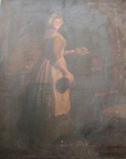 Eugène DAMBLANS 1865-1945 Femme dans un intérieur Huile sur toile Signée du cachet...