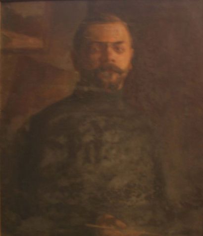 Eugène DAMBLANS 1865-1945 Autoportrait Huile sur toile Signée du cachet 55 x 46 cm...