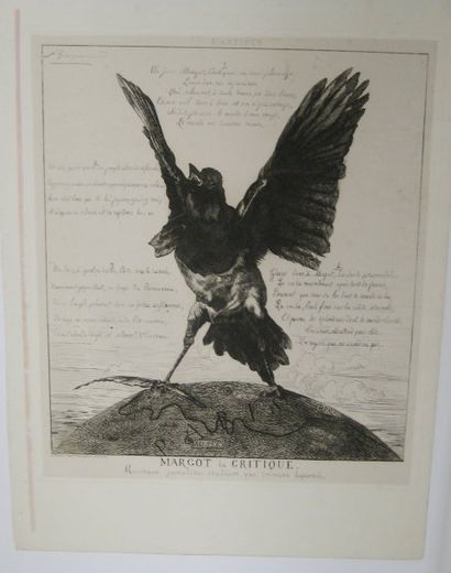 Félix BRACQUEMOND Margot La Critique (ou la pie). 1853. Eau-forte. 241 x 205. Beraldi...