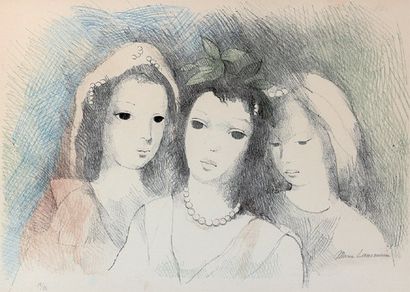 Marie LAURENCIN Trois têtes de femmes. 1944. Lithographie. 340 x 480. Marchesseau...