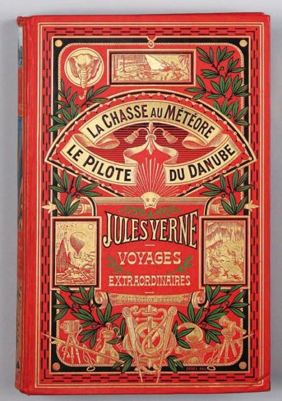 Jules Verne La Chasse au Météore - Le Pilote du Danube. 1908. Cartonnage " au titre...