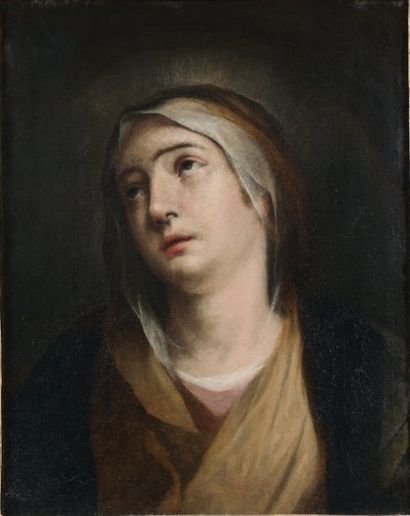 École FRANÇAISE du XVIIe siècle La Vierge en prière Huile sur toile. (Petites restaurations)....