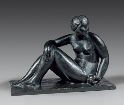 Roger de La FRESNAYE (1885-1925) Ève Épreuve en bronze à patine noire, signée sur...