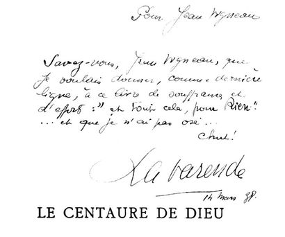 LE CENTAURE DE DIEU. Paris, Grasset, 1938. In-12, broché, grand de marges. ÉDITION...